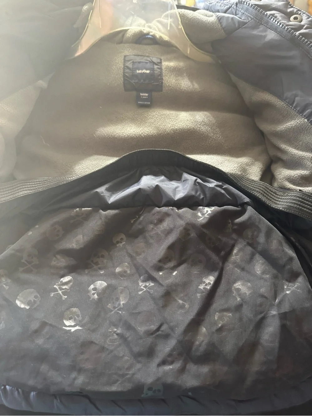 GAP Navy Down Puffer Jacket with Snap-Front